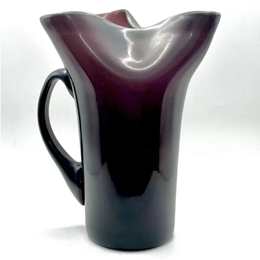 Vintage Plum Colored Art Glass Pitcher 9